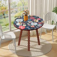 Table basse ronde pliable en bois à motif mandala pour salon, table d'appoint, balcon, mobilier moderne gain de place