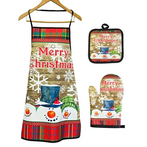 Tablier de noël gants tapis kit Anti-chaud gants mitaines de four noël nouvel an fête outils de cuisson cadeau de noël Kerst <span class=keywords><strong>Noel</strong></span> - Product Image 1