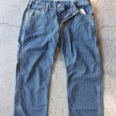 Wabash Painter's Pants Jeans用にカスタマイズされた綿100% ロープ染めインディゴストライプデニム生地