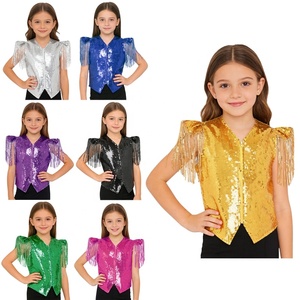 Veste de danse hip-hop unisexe pour enfants de 6 à 16 ans, garçons et filles, veste métallique, hauts pour spectacles de danse, spectacles sur scène, soirées - Product Image 1