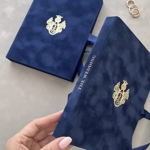 Caja de Invitación de Boda Rígida de Terciopelo de Lujo, Reciclable, con Papel de Arte, Tarjeta Acrílica, Lámina Dorada, Borla y Cinta, Embalaje Personalizado Reutilizable - Product Image 4