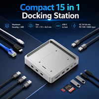 Station d'accueil USB C 15-en-1 avec boîtier SSD M.2 NVMe, HDMI 4K 60Hz, hub Type C 10 Gbps, Ethernet Gigabit, PD 100W pour ordinateur portable