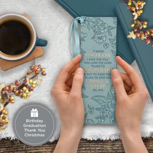 Marcapáginas <span class=keywords><strong>de</strong></span> Piel Sintética con Versículo Bíblico para Mujer, Conozco los Planes que tengo para ti - Jeremías 29:11, Versículo Inspirador - Product Image 4