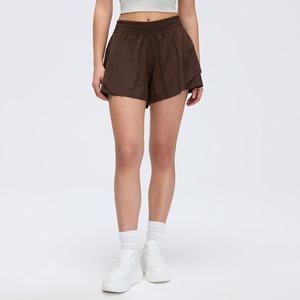 Individuelles Logo 2-in-1 Schnelltrocknende Laufshorts Atmungsaktive Doppelschicht-Kordelzug Yoga Lose Sport-Gym-Shorts für Frauen - Product Image 6