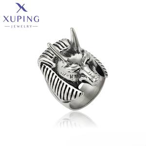 15527 XUPING JEWELRY Anelli in Acciaio Inossidabile Color Nero Pistola, Gioielli Delicati alla Moda Elden Ipoallergenici con Gemme - Product Image 1