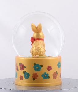 OEM & ODM Handmade Hand-painted Customized Shape Artificial Kids Favor Easter Bunny Gifts <b>Musical</b> Resin <b>Snow</b> <b>Globe</b> for Easter - Product Image 6