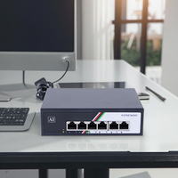 Switch PoE de 6 Puertos y 100 Mbps con Fuente de Alimentación de 48 V para Redes de Cámaras CCTV/IP, 2 Puertos de Enlace Ascendente, 1 Año de Garantía, Compatible con VLAN