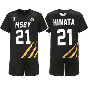 Haikyuu!! Uniforme cosplay della scuola superiore <span class=keywords><strong>Karasuno</strong></span> Black Wolf Team a maniche corte, set unisex, taglia 12 13 15 21 - Product Image 1