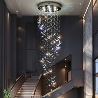 Lustre moderne en forme de papillon, long et suspendu, pour la décoration d'éclairage de restaurant, hôtel, villa, escalier, LED personnalisé