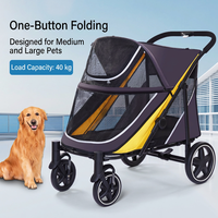 Poussette pliable légère à 4 roues pour chiens et chats, avec panier en maille, chariot de transport manuel pour extérieur – Toutes saisons