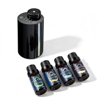 Diffuseur d'huiles essentielles sans eau à deux fluides en métal - Kit de démarrage - Comprend 4x10ML d'huiles essentielles - Alimenté par piles pour voiture et maison