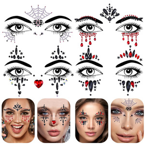 Pegatinas de Tatuaje Temporales para Cejas con Diamantes, Accesorio de Maquillaje para Halloween, Festival de Música Europeo Americano 2025 - Product Image 1