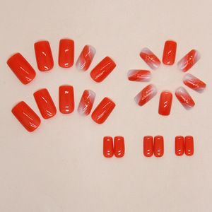 Faux ongles personnalisés 24 pièces en ABS, style INS Orange Doux, amovibles, longueur moyenne - Product Image 4