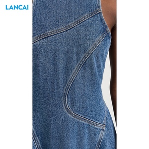 2025 verano nuevo producto vestido de mezclilla dobladillo plegable moda elegante Venta caliente sin mangas <span class=keywords><strong>Maxi</strong></span> vestido - Product Image 4