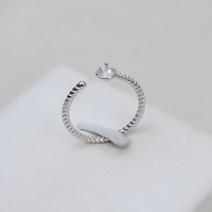 Simple S925 Silver <b>Ring</b> with Opening Fried Dough Twists <b>Open</b> Mouth DIY Pearl Jewelry Accessories 96 Empty Tray - Product Image 2