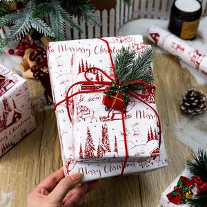 Vintage Christmas Wrapping <b>Paper</b> <b>Red</b> Classic Santa Deer Design 46.8 Square Feet Gift Craft Recyclable Double Side Roll - Product Image 5