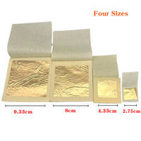 Feuilles d'or véritable 24 carats de 8 x 8 cm pour la décoration de meubles, l'artisanat, la sculpture, la dorure, 500 pièces par paquet