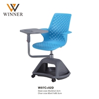 Chaise de bureau scolaire multifonctionnelle moderne pour salle de classe et conférence - Chaise en plastique réglable, pivotante, empilable et mobile