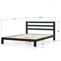 Kainice Loft Bed Full Queen Size Plataforma de metal con listones dobles con base de madera para hoteles y dormitorios