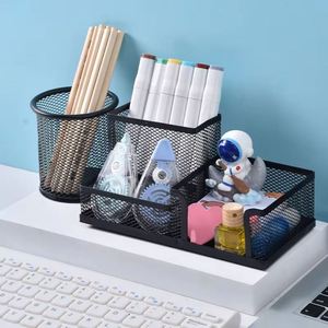 <b>Multi</b>-Functional 3 Compartment Metal Mesh Office Desk Organizer Clip Holder for <b>Pen</b> and Pencil - Product Image 3