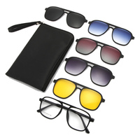 COOCHE Lunettes de soleil magnétiques 5-en-1 à clipser, verres polarisés UV400 TAC, monture complète, fabricant d'optiques