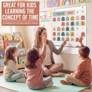 Tableau de calendrier mensuel pour salle de classe, 24x21 pouces, à suspendre au mur, design bohème, pour l'apprentissage des enfants et les fournitures pour enseignants - Product Image 6