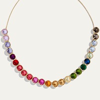 Collier ras du cou minimaliste en laiton avec zircons colorés, style tennis arc-en-ciel, bijoux esthétiques à superposer