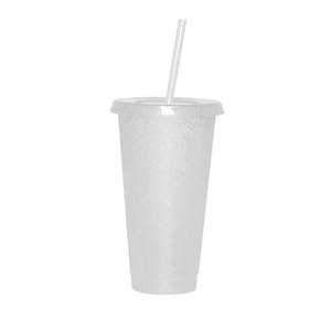 Bicchiere da Caffè in Plastica Riutilizzabile da 24oz, Senza BPA, Ecologico, Personalizzabile, con Coperchio Glitterato e Cannuccia per Bevande Fredde - Product Image 4