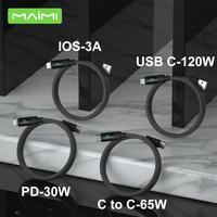 Maimi kabel pengisian daya tipe c, kawat pengisian daya super cepat 1.2m kualitas tinggi, kepang nilon 120w