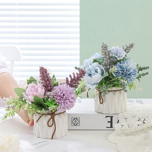 JCF287 <span class=keywords><strong>Hortensias</strong></span> <span class=keywords><strong>con</strong></span> Maceta, Mini Hortensia, Flores <span class=keywords><strong>Artificiales</strong></span>, Planta Artificial en Maceta de Cerámica para Decoración de Escritorio de Oficina - Product Image 4