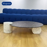 Table basse moderne de style nordique à effet d'ondulation de l'eau, facile à nettoyer, salon, appartement, villa, hôtel, table à thé en verre tendance Wabi Sabi