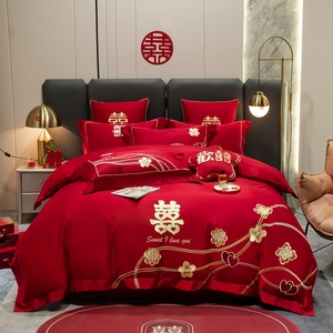 High Quality Polyester Duvet Cover <strong>Bedsheet</strong> <strong>Set</strong> Embroidery <strong>Bridal</strong> Bed Sheet Bedding <strong>Set</strong> <strong>Wedding</strong> - Product Image 1