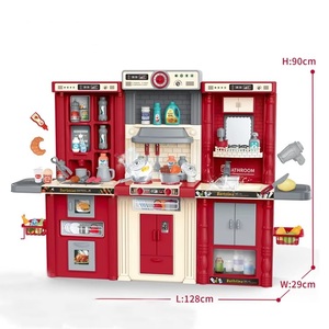 Ensemble de jouets en plastique pour enfants de <span class=keywords><strong>grande</strong></span> <span class=keywords><strong>taille</strong></span> 3 en 1, 142 pièces, barbecue, <span class=keywords><strong>cuisine</strong></span> et coiffeuse combinés - Product Image 1