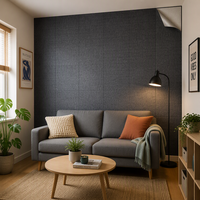 Panel Acústico Autoadhesivo Ynori de PET Reciclado, Gris Oscuro, 9mm, 600x600mm, para Apartamentos de Alquiler, Resistente al Fuego, DIY, Fácil de Instalar
