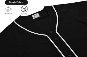 Kustom Jersey Baseball Pria kancing penuh Mesh bordir nama tim & angka tersedia dalam ukuran Hitam S-8XL - Product Image 3