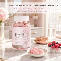 Gummies vitaminées pour cheveux naturels avec biotine, vitamines C et E, sans sucre, à base de pectine, sans gélatine, saveur baies, 60 unités