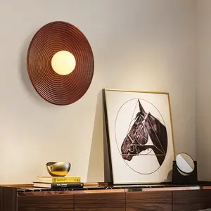 Redonda Árvore-anel Simples vento Lâmpada de parede de madeira Led iluminação lâmpada de cabeceira Novo design minimalismo interior decoração lâmpada de parede