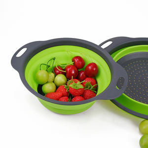 गर्म बेच दौर कोलंडर रसोई सिलिकॉन फिल्टर पानी Draining टोकरी तह कोलंडर छलनी - Product Image 3