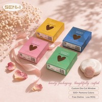 Boîte à savon personnalisée avec fenêtre découpée en forme de cœur, emballage en carton pour éponge Konjac, barre de savon pour le visage, cosmétiques