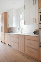 Armoires de cuisine modulaires modernes en chêne blanc finition shaker, robinet en marbre, charnières, taille et couleur personnalisées, finition blanche écologique