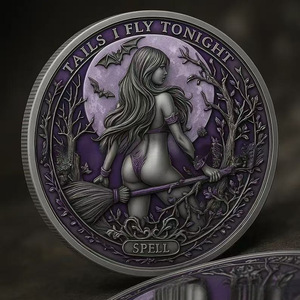Collection en gros <span class=keywords><strong>de</strong></span> pièces <span class=keywords><strong>de</strong></span> monnaie plaquées cuivre 1oz, thème Sorcière d'Halloween, design Sexy Beauty Coin, en stock - Product Image 3