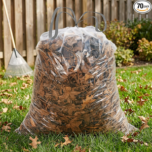 Sac poubelle transparent à cordon de serrage en PE, sac à déchets durable pour le nettoyage des feuilles en extérieur - Product Image 6