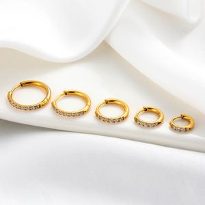 Pendientes de Aro de Acero Inoxidable con Baño de Oro de 18K y Circonita, Estilo Coreano, de Gaby Fashion Jewelry, para Regalos de Boda y Fiesta - Product Image 5