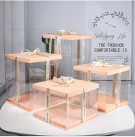 Boîte à gâteau transparente en plastique de luxe pour anniversaire, vente en gros 2024, 10*12*12 cm de hauteur