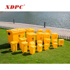 Plastic Waste Dustbin Hospital Medical Plastic Waste Container Dustbin With Wheel
