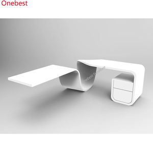 Hi-macs Muebles de oficina de superficie sólida <span class=keywords><strong>Escritorio</strong></span> en forma de cruz Diseño único <span class=keywords><strong>Escritorio</strong></span> de oficina ejecutiva para CEO - Product Image 3