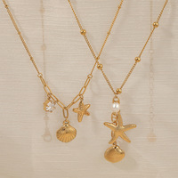 Collar de Acero Inoxidable con Colgante de Estrella de Mar y Zirconia, Serie Océano, Joyería Clásica, Resistente al Agua, Regalo