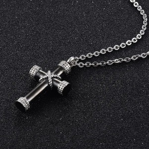 Pendentif souvenir en acier inoxydable en forme de croix, avec un collier de 50 cm de long, en promotion - Product Image 5