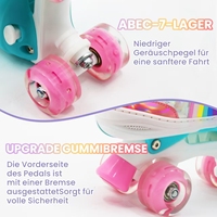 Ensemble de protections pour patins à roulettes pour enfants Sportneer, 4 tailles réglables, filles, 8 roues LED clignotantes, design cartoon, nylon, cuir, sûr