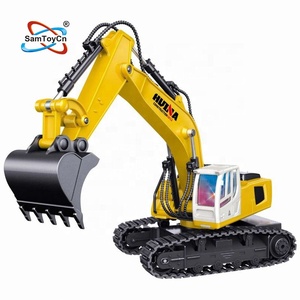Samtoy-excavadora teledirigida 1:18, 2,4 Ghz, 9 canales, ingeniería de simulación de aleación, vehículos de construcción, Control remoto